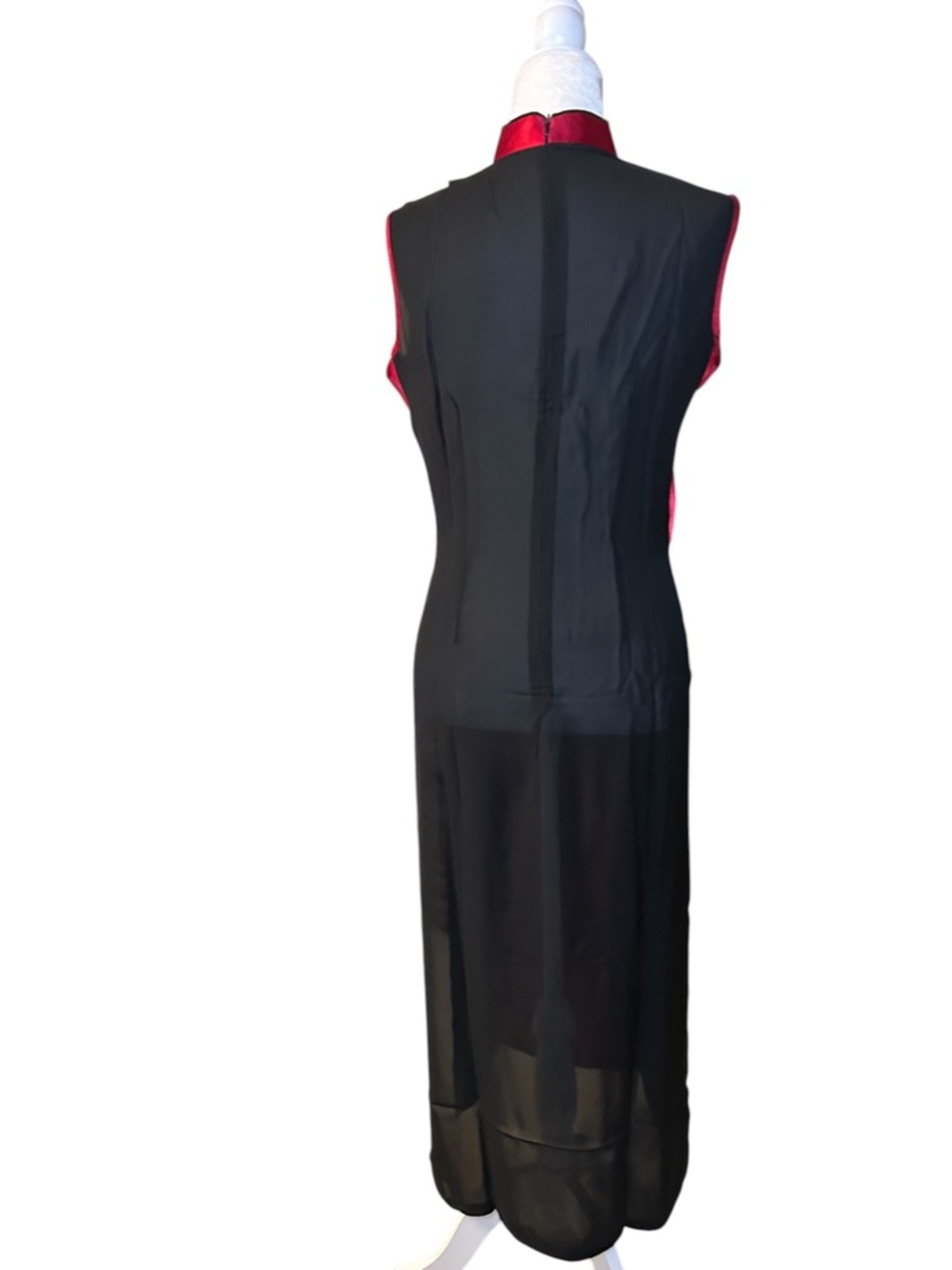 Silk Stunning Red & Black Asian Tunic Vest Statement Piece - Small - Picture 6 of 12